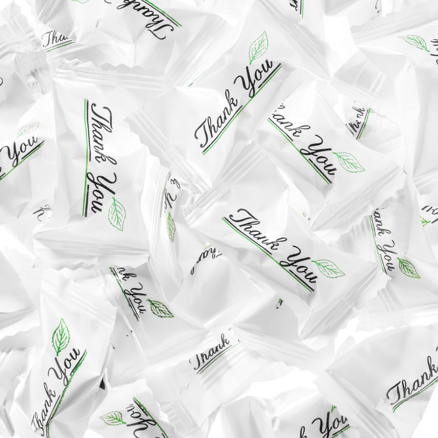 'Thank You' with Green Leaf Accent Buttermints