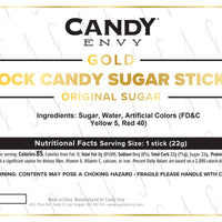 Gold Rock Candy Sugar Sticks - Original Sugar Flavor