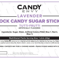 Lavender Rock Candy Sugar Sticks - Tutti Frutti Flavor