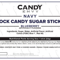 Navy Blue Rock Candy Sugar Sticks - Blueberry Flavor