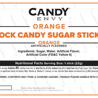 Orange Rock Candy Sugar Sticks - Orange Flavor