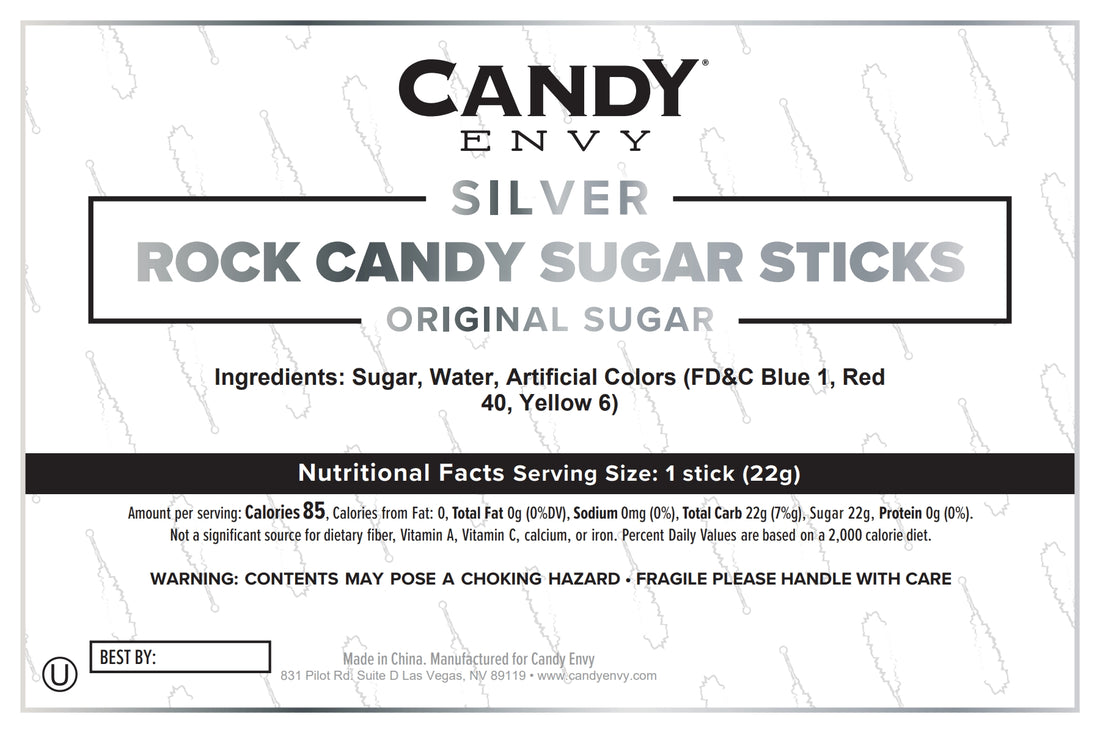 Silver Rock Candy Sugar Sticks - Original Sugar Flavor