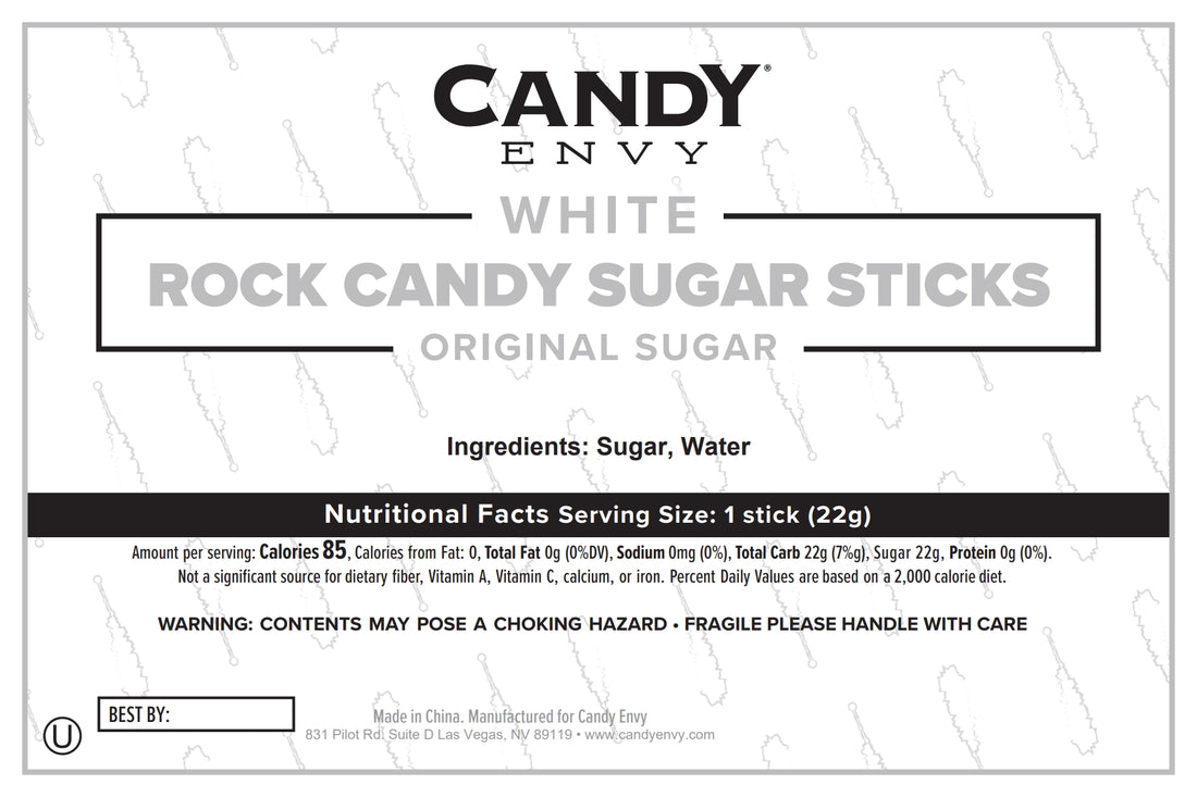 White Rock Candy Sugar Sticks - Original Sugar Flavor