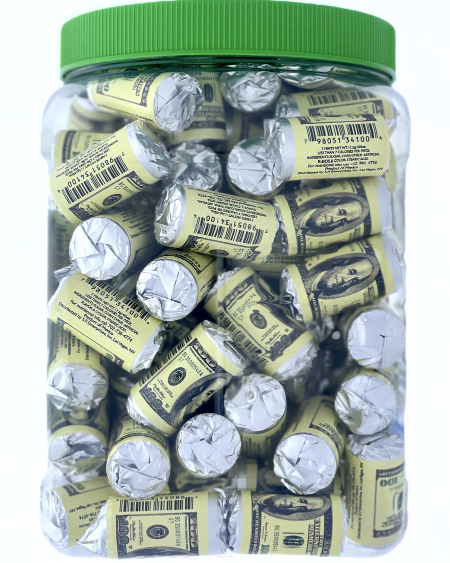 Money Mints - 100 Rolls, 7 Mints/Roll, Wrapped Spearmints