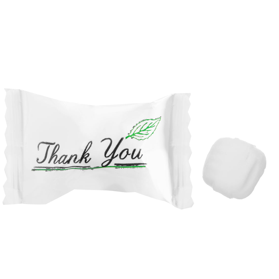 'Thank You' with Green Leaf Accent Buttermints