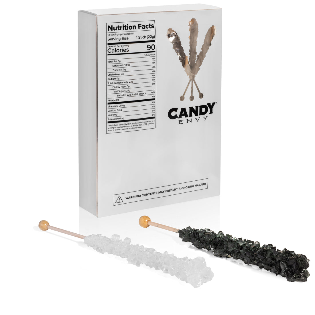 Black & White Rock Candy Sugar Sticks - Black Cherry and Original Sugar Flavors