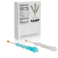 Light Blue & White Rock Candy Sugar Sticks - Cotton Candy and Original Sugar Flavors
