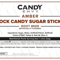 Amber Rock Candy Sugar Sticks - Root Beer Flavor - PREORDER