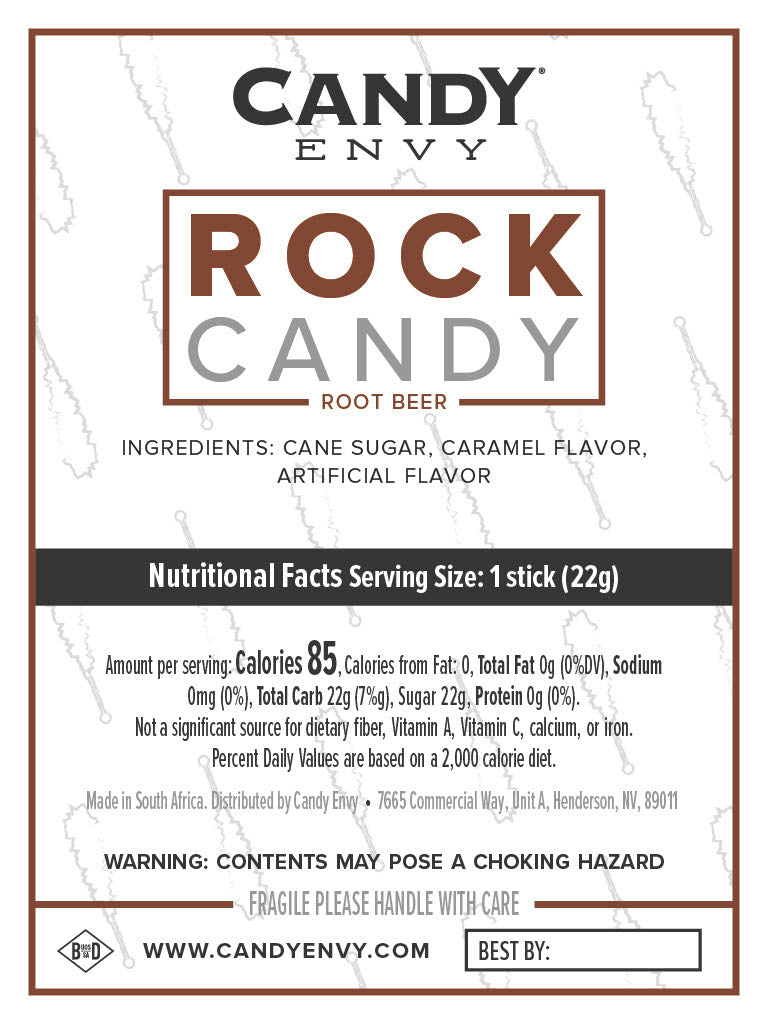 Amber Rock Candy Sugar Sticks - Root Beer Flavor