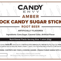 Amber Rock Candy Sugar Sticks - Root Beer Flavor