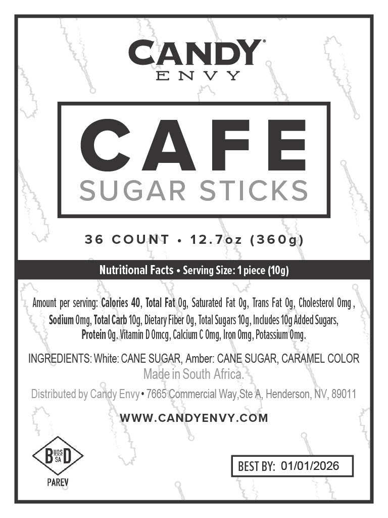 Amber and White Cafe Sugar Sticks - Original Sugar Flavor