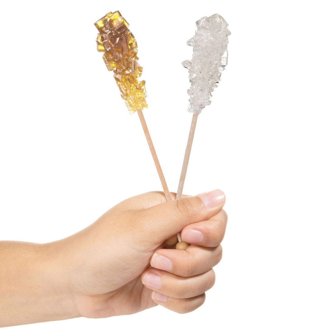 Amber and White Mini Rock Candy Sugar Sticks - Original Sugar Flavor