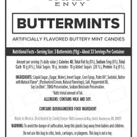 Buttermint Nutrition Label. Serving Size is 3 Buttermints.