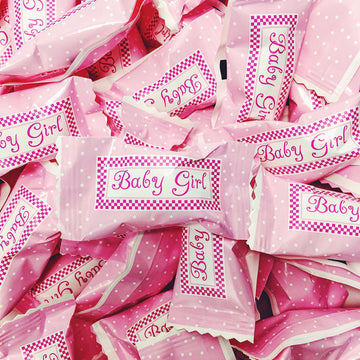 A pile of Pink Buttermints with "Baby Girl"
