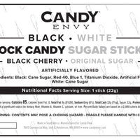 Black & White Rock Candy Sugar Sticks - Black Cherry and Original Sugar Flavors