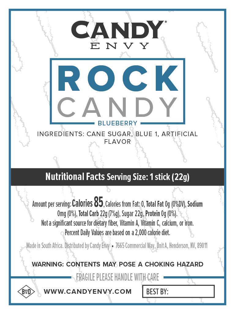 Blue Rock Candy Sugar Sticks - Blue Raspberry Flavor