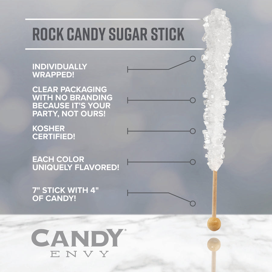 Assorted Colors Rock Candy Sugar Sticks - Assorted Flavors