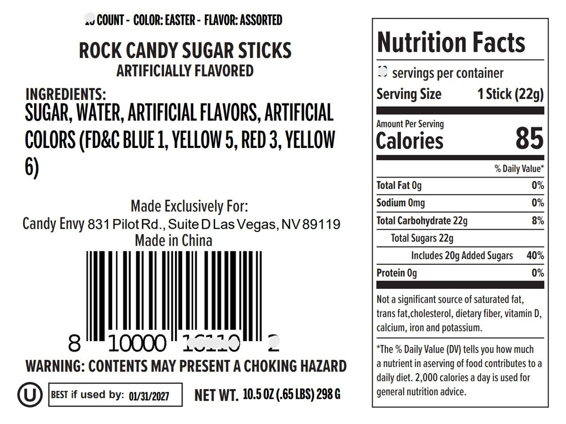 Easter Rock Candy Sugar Sticks