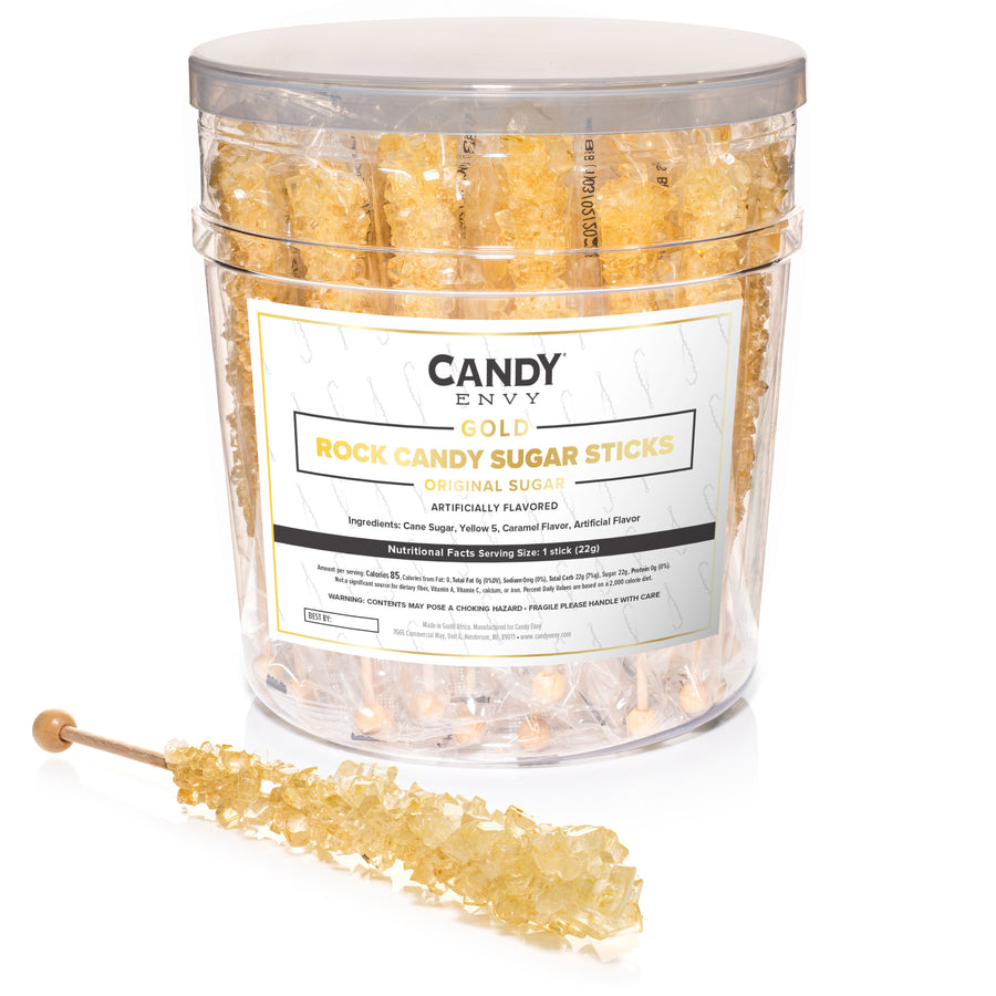 Gold Rock Candy Sugar Sticks - Original Sugar Flavor