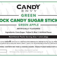 Green Rock Candy Sugar Sticks - Green Apple Flavor