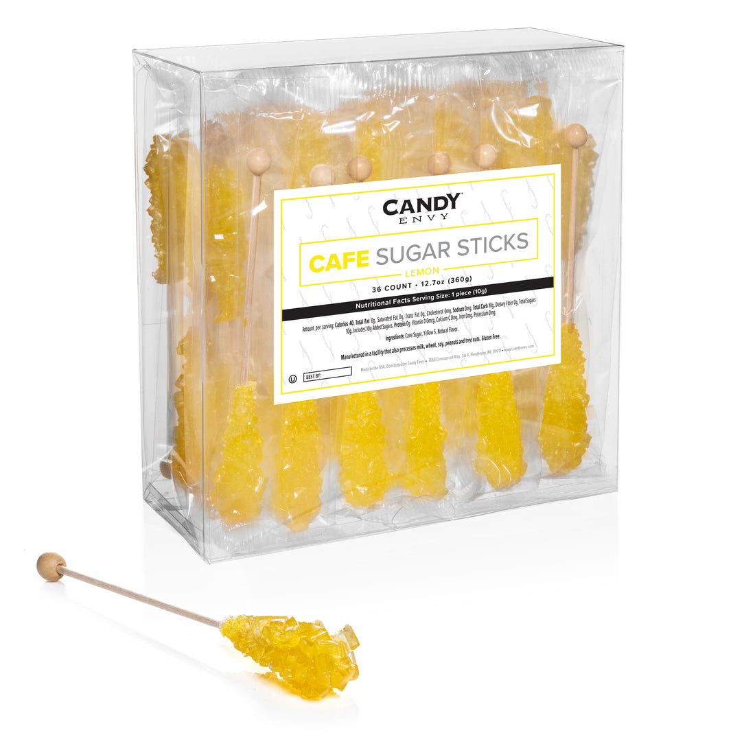 Yellow Lemon Cafe Sugar Crystal Stick for Coffee and Tea Sweetener