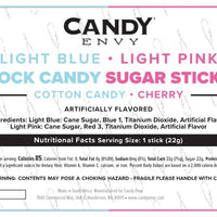 Light Blue & Light Pink Rock Candy Sugar Sticks - Cotton Candy and Cherry Flavors