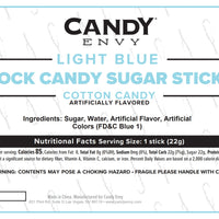 Light Blue Rock Candy Sugar Sticks - Cotton Candy Flavor