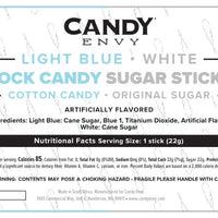 Light Blue & White Rock Candy Sugar Sticks - Cotton Candy and Original Sugar Flavors