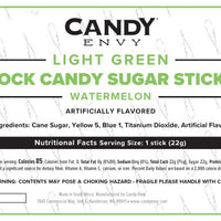 Light Green Rock Candy Sugar Sticks - Watermelon Flavor