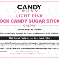 Light Pink Rock Candy Sugar Sticks - Cherry Flavor