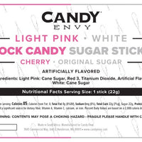 Light Pink and White Rock Candy Sugar Sticks - Cherry and Original Sugar Flavors