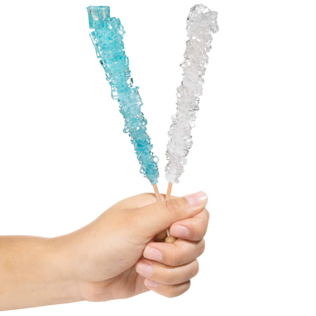 Light Blue & White Rock Candy Crystal Sticks - Cotton Candy and Original Sugar Flavors