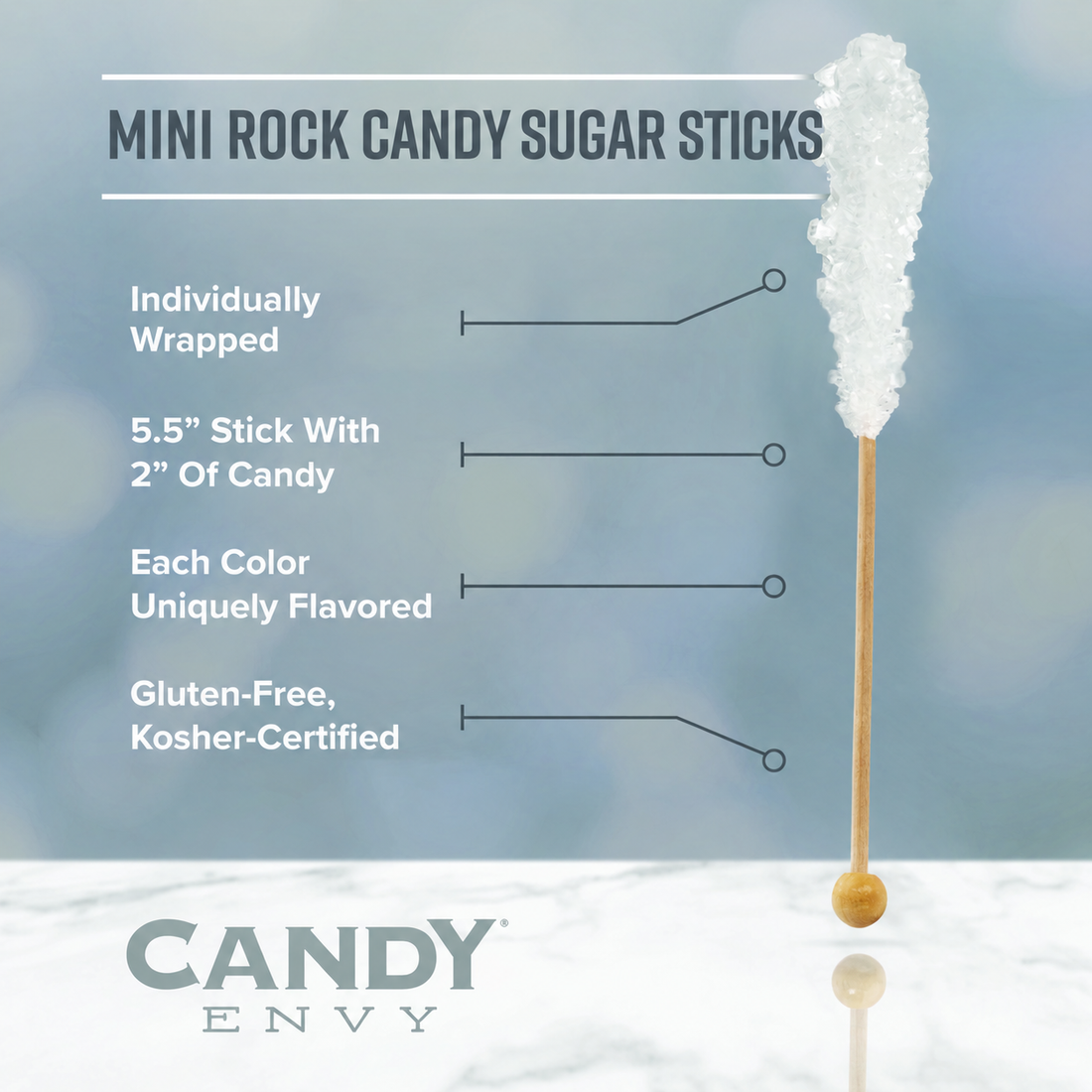 Amber Mini Rock Candy Sugar Sticks - Original Sugar Flavor