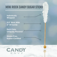 Citrus Combo Mini Rock Candy Sugar Sticks - Orange, Lime, Lemon Flavor