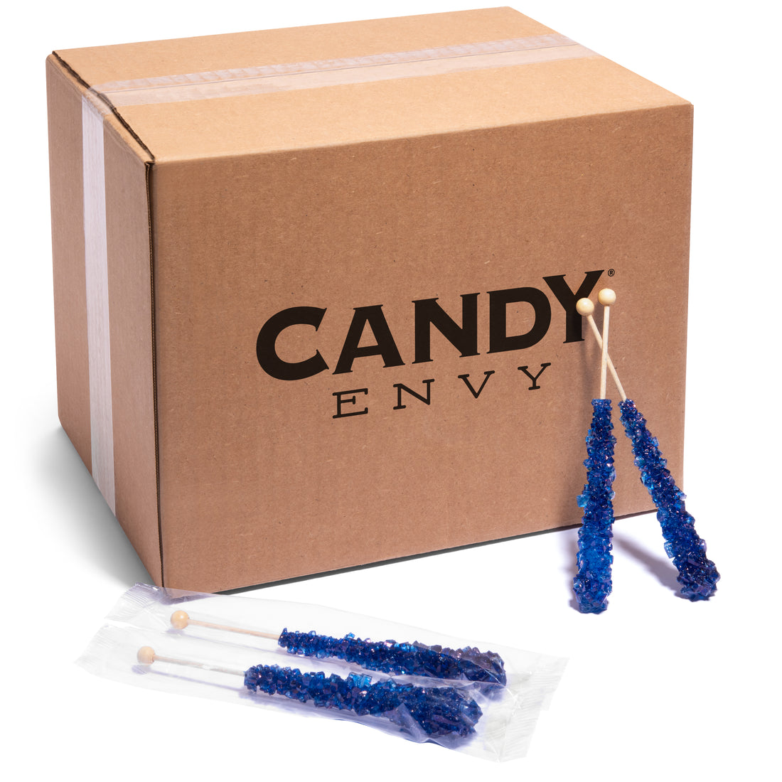 Navy Blue Rock Candy Sugar Sticks - Blueberry Flavor