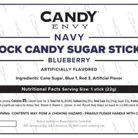 Navy Blue Rock Candy Sugar Sticks - Blueberry Flavor