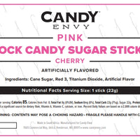 Pink Rock Candy Sugar Sticks - Cherry Flavor