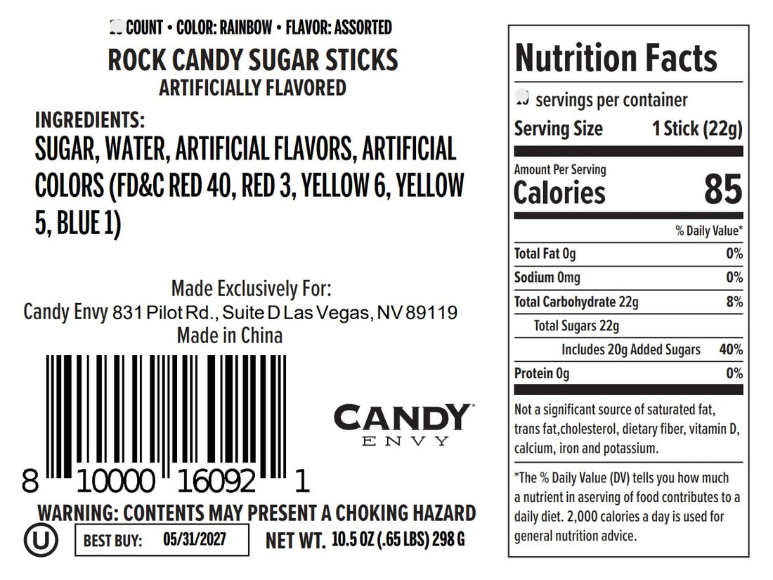 Magical Rainbow Rock Candy Sugar Sticks