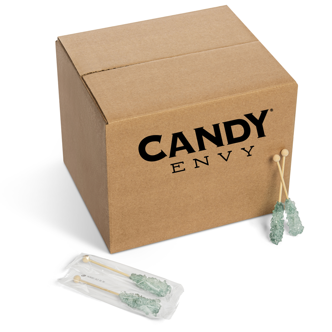 Silver Mini Rock Candy Sugar Sticks - Original Sugar Flavor