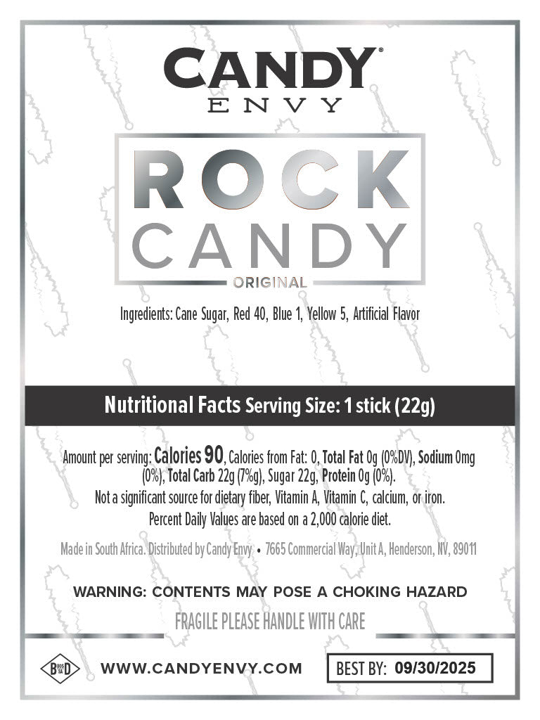 Silver Rock Candy Sugar Sticks - Original Sugar Flavor