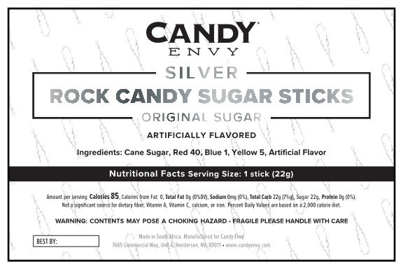 Silver Rock Candy Sugar Sticks - Original Sugar Flavor