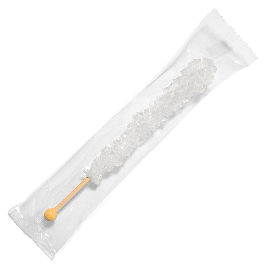 Single White Rock Candy in Wrapper