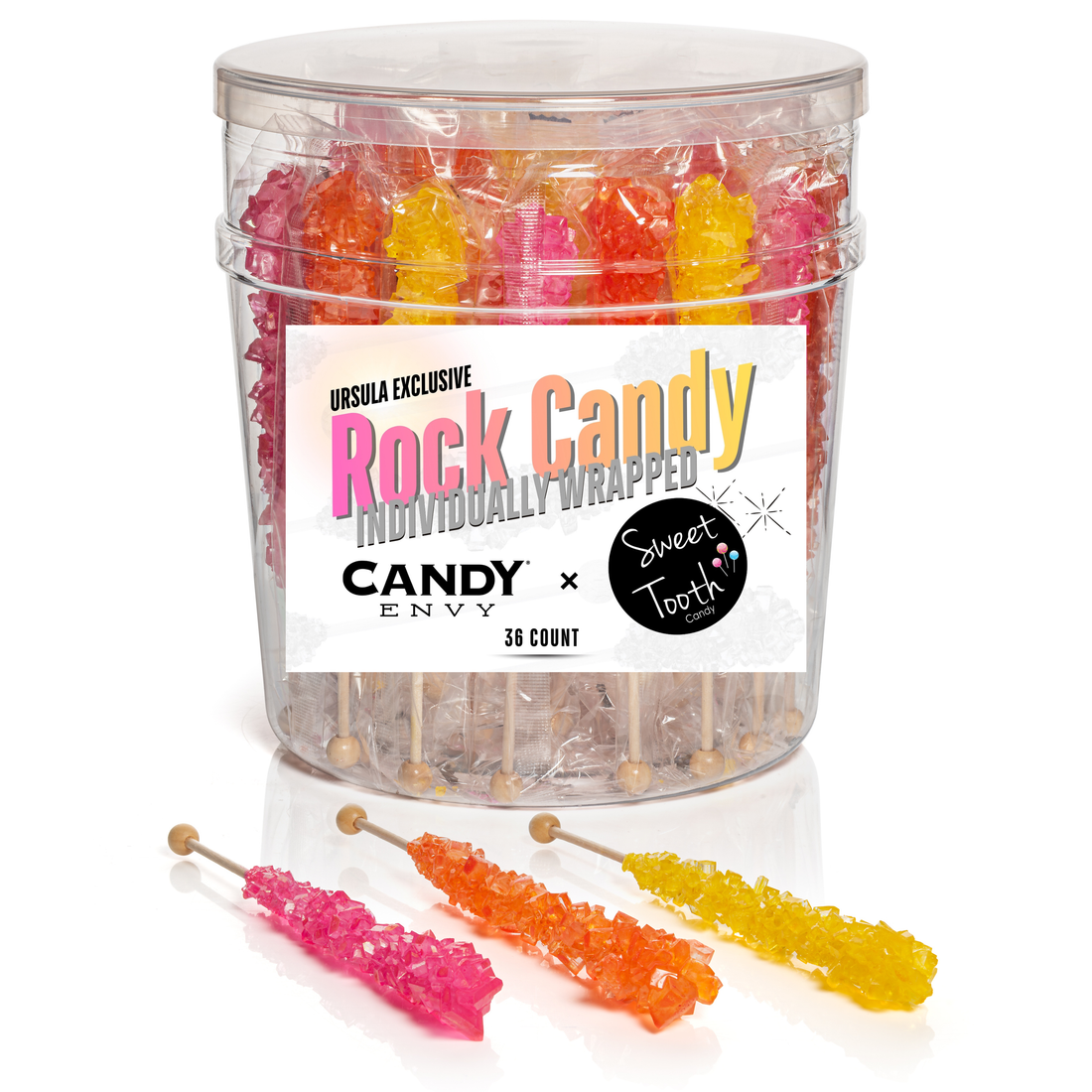 Candy Envy x Sweet Tooth – Sunset Rock Candy Sugar Sticks (36 Count)