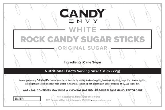 White Rock Candy Sugar Sticks - Original Sugar Flavor