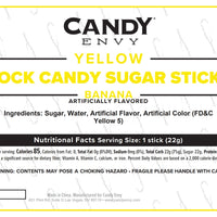 Yellow Rock Candy Sugar Sticks - Banana Flavor