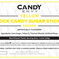 Yellow Rock Candy Sugar Sticks - Banana Flavor