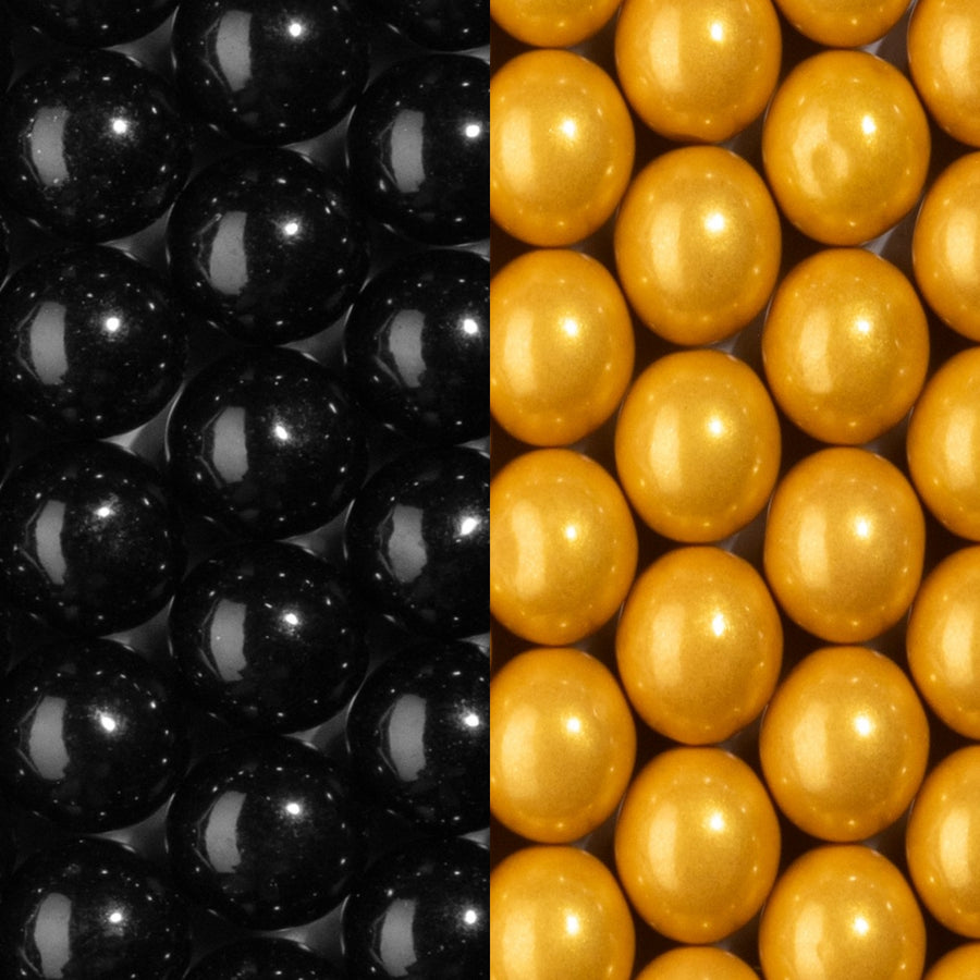 Black & Gold 1 inch Round Gumballs