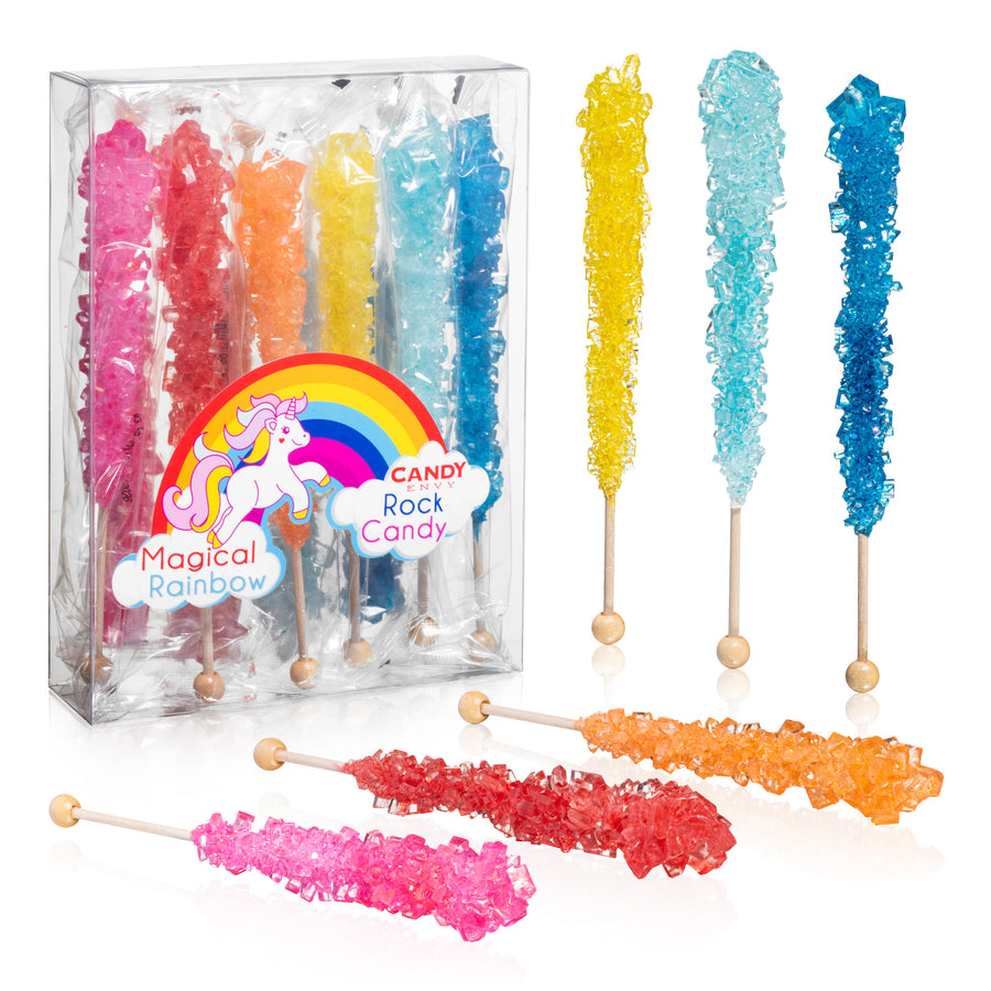 Magical Rainbow Rock Candy Crystal Sticks