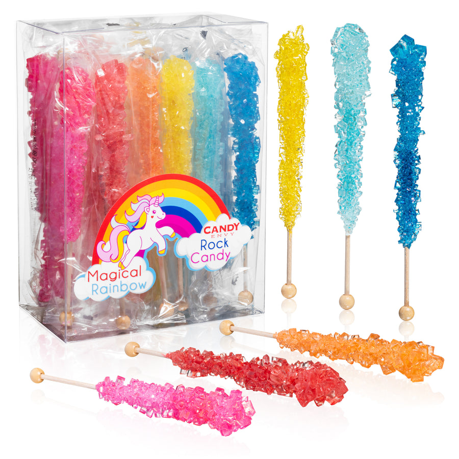 Magical Rainbow Rock Candy Crystal Sticks