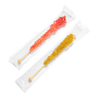 Gold and Red Rock Candy Sugar Sticks - Original Sugar and Strawberry Flavored